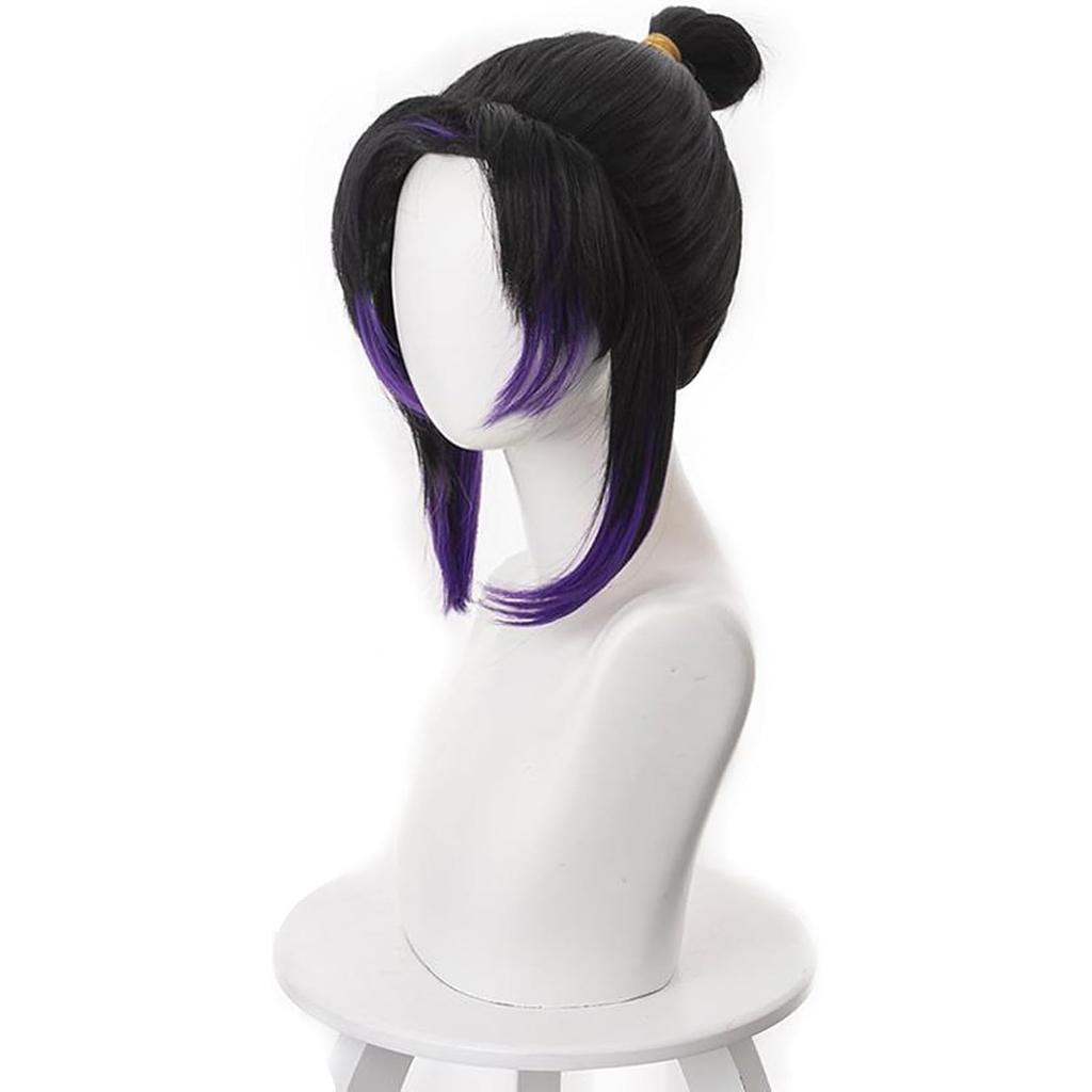 Cosplay Wig, Purple, Short, Anime Style, Full Wig with Decorations, Heat-Resistant Wig, Cosplay Accessories, Wig Net Included, Perfect for Comic