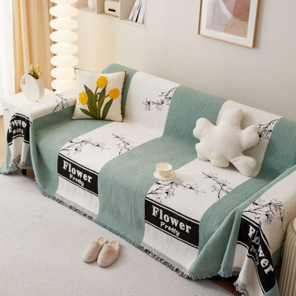 Copridivano a Linea Asciugamano Tessuto Vintage Divano Quattro Stagioni Cuscino Divano Blocco Colore Asciugamano Copertura Totale Coperta