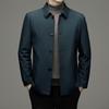 Collared Down Business Single Suitable for Senior [FJSSLHXK] Men's Jacket, Outerwear, Fold-Over Collar, Button, Men, Commuting, Autumn/Winter, Green,