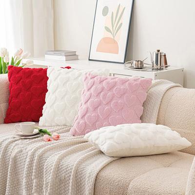 Yousheng Valentine's Day Cushion Cover Fuzzy Love Heart Throw Pillow Cover Plush Pillow Case with Hidden Zipper for Sofa Bedroom Living Room Decor