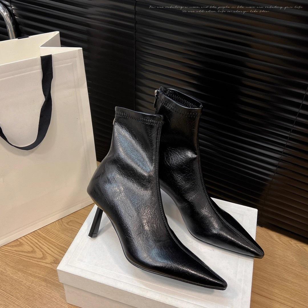 

Brown short boots 2025 autumn and winter new European and American retro versatile Internet celebrity thin boots thin heel pointed high heel short bo 39