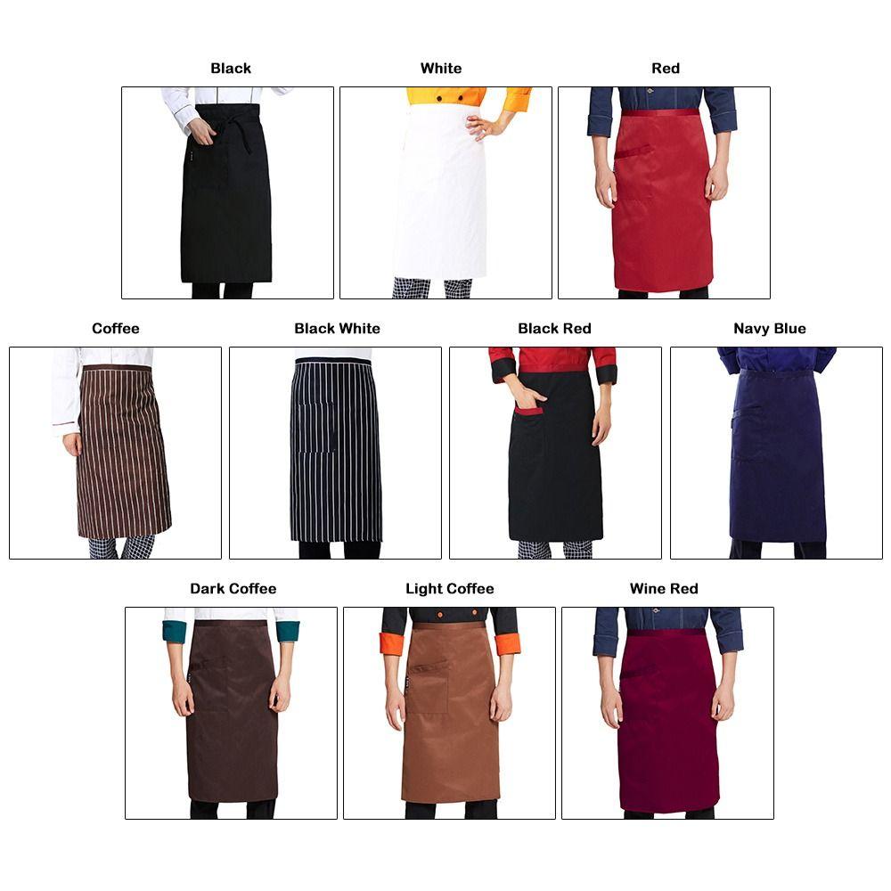 3 Pockets Half Apron Black Short Half Waist Apron Fashion Waiter Half Waist Apron  BBQ