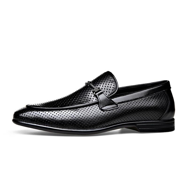 Leather men's shoes mesh breathable leather shoes men's classic casual small leather shoes one pedal lazy shoes men