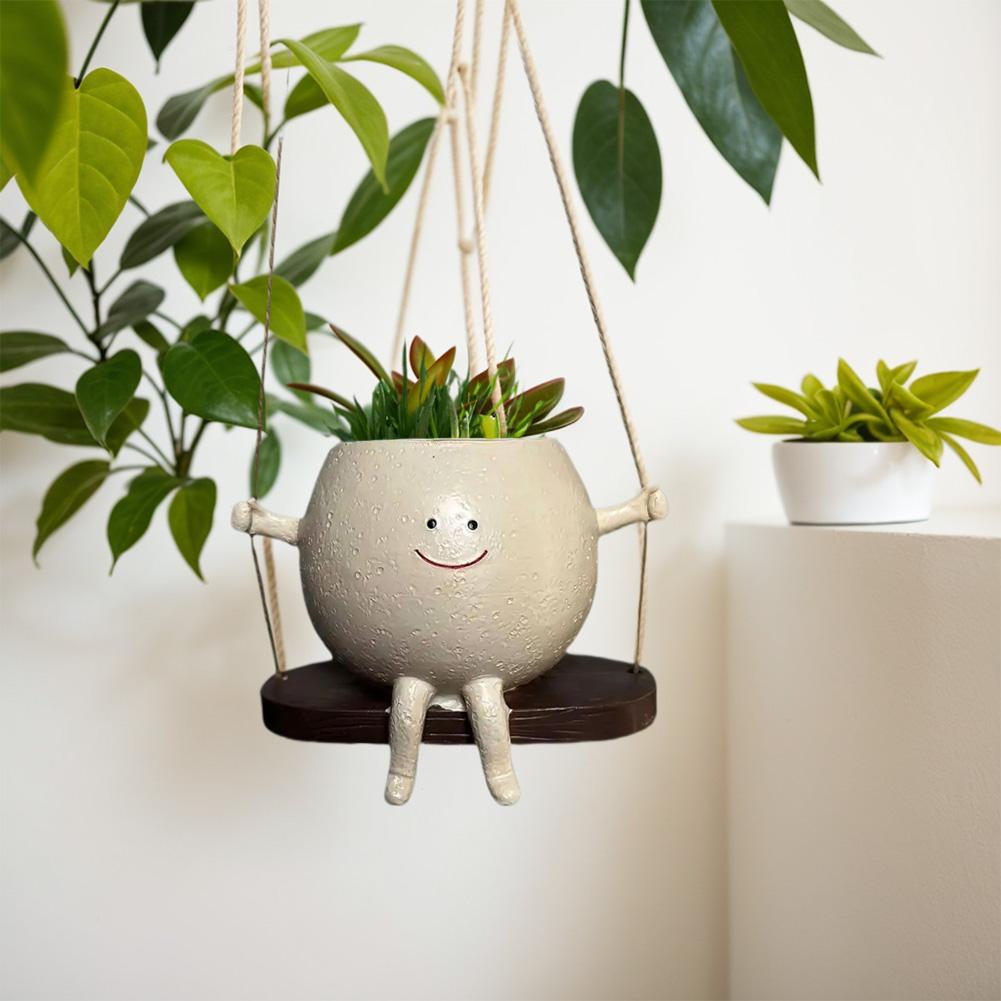 

Качающееся кресло/качели, горшок для растений, симпатичные горшки с головкой из смолы, симпатичные суккулентные растения, садовые принадлежности для внутреннего домашнего декора