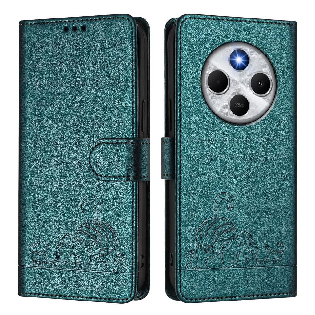 For Xiaomi Redmi 14R 5G/Poco C75 4G/Redmi 14C 4G Case with Strap RFID Blocking Leather Wallet Phone Cover Cat Mouse Pattern