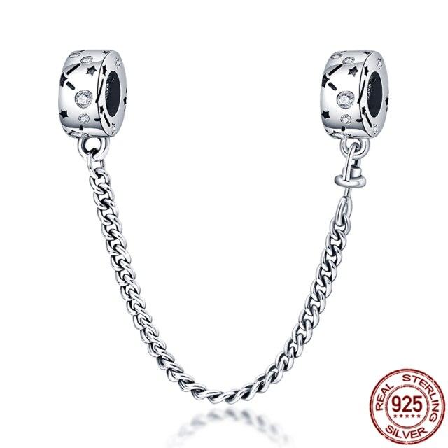 Plata Charms Of Ley 925 Silver Starry Sky Series Charm Safety Chain Fit Fashion 925 Original Bracelets Pulseira Diy  New