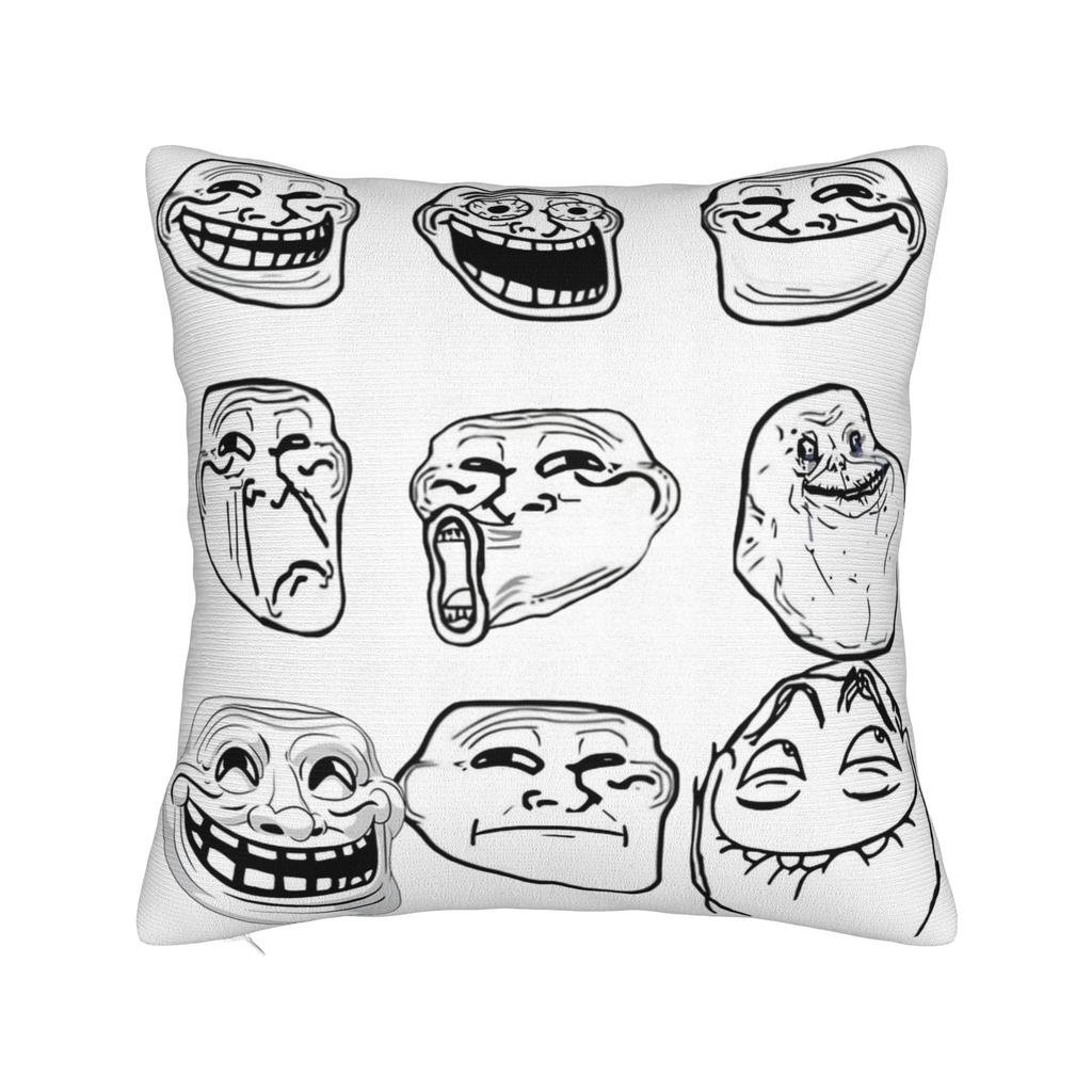 Trollface Meme Rage Comic Funny Troll Joke Internet Pillowcases Retro Trendy Pillow Case For Sofa Home Decoration Pillow Cover