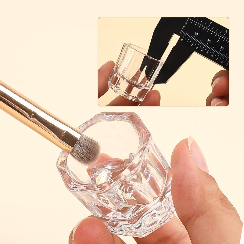 1pcs Crystal Glass Liquid Ink Holder Nail Art Cup Small Octagonal Powder Pigment Nail Brush Cleaning Bowl Cups Toning Makup Tool