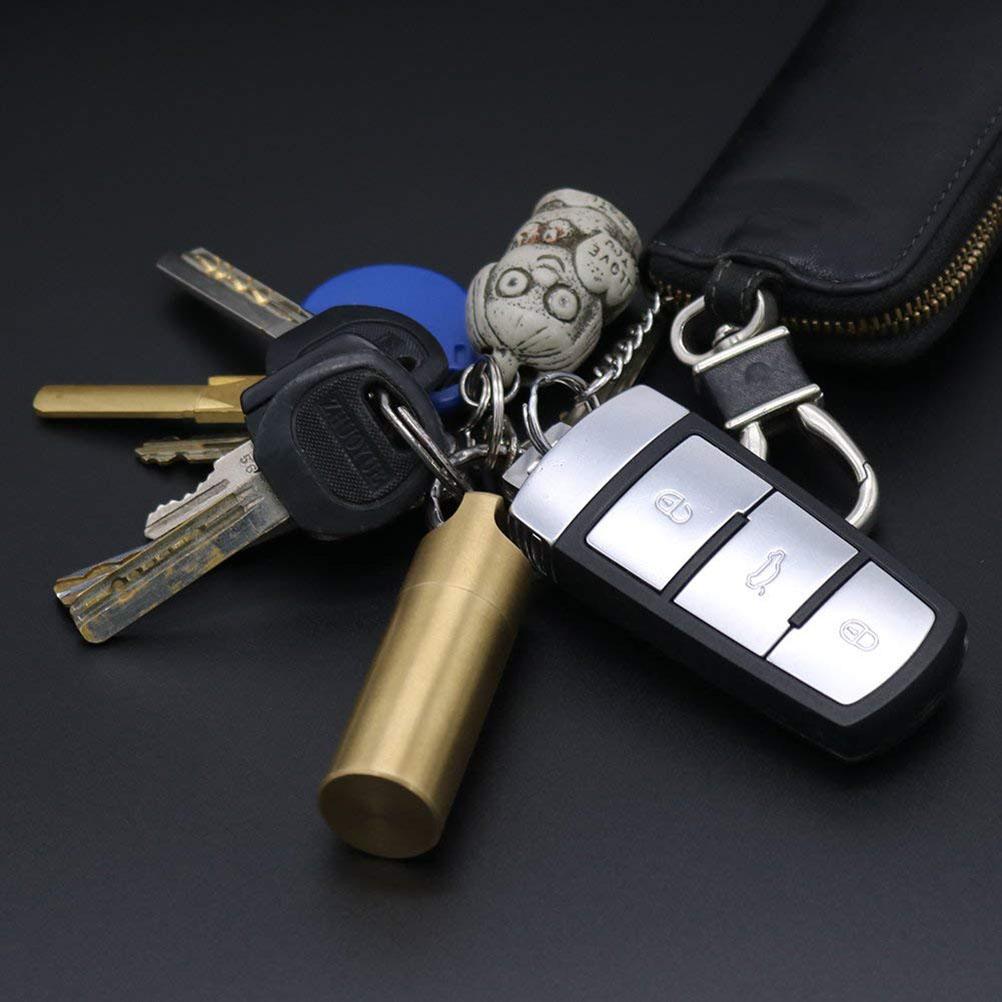 3er-Set Messing Pillendose Schlüsselanhänger Wasserdichte Pillendose Schlüsselanhänger für Outdoor-Reisen Überleben