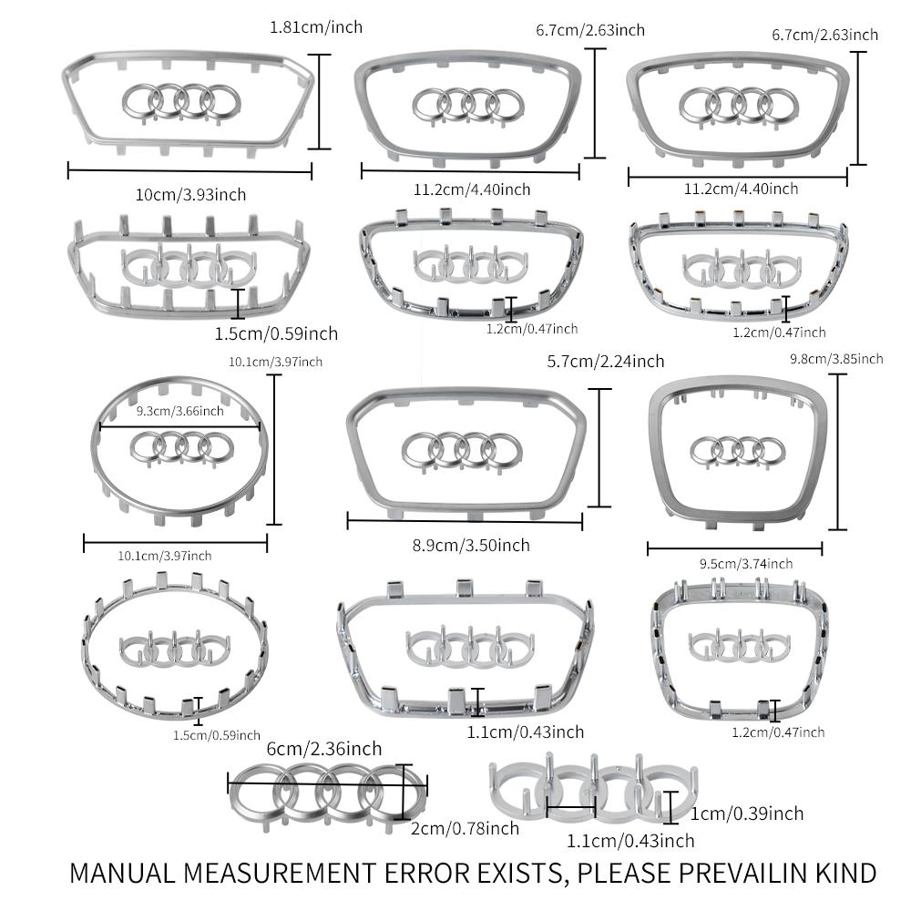 For Audi 8P 1PC Car Style Steering Wheel Center Logo Cover Sticker Decoration For AUDI A6L Q7 Q3 Q5 A7 2005-2024 A5 A3 A4L A8L 2005-2016 A8