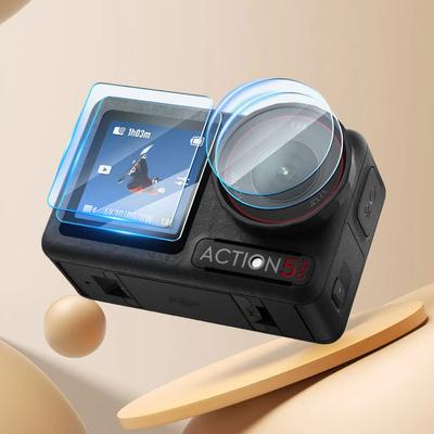 2 Set Tempered Glass Screen Cover Ultra-Clear Tempered Glass Screen Protector 9H Hardness Anti-scratch for DJI Osmo Action 5 Pro