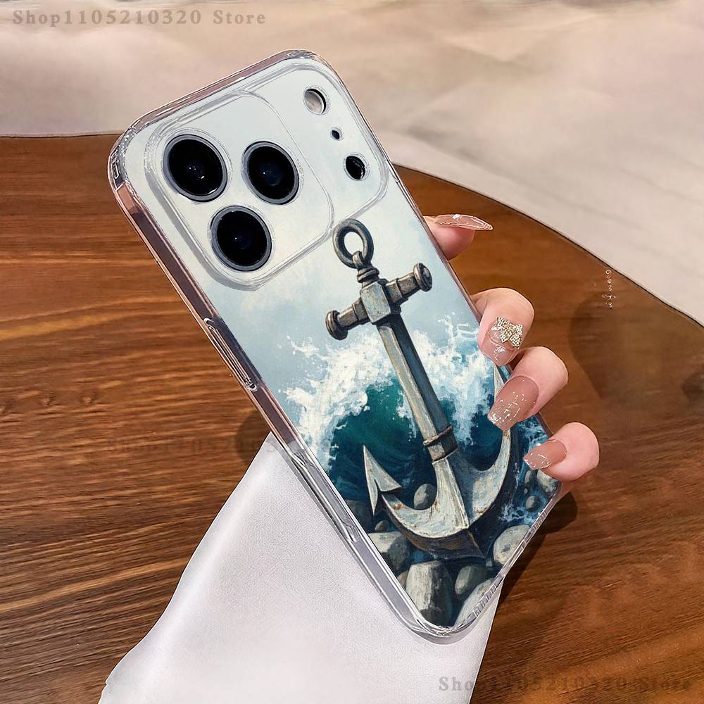 

Painting Art Anchor Phone Case For iPhone 17,16,15,14,13,12,11 Pro,Max,Plus,X,XS,XR,SE4,E Mini Transparent Soft Cover iPhone13PRO