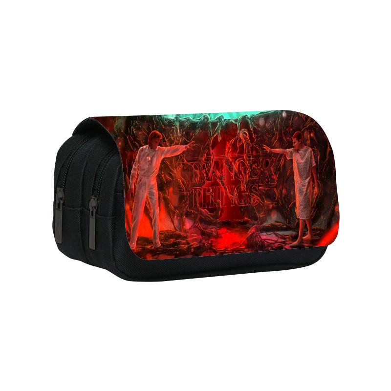 Stranger Things 4 Doppellagiges Federmäppchen mit großem Fassungsvermögen für Schüler und Bürogebrauch