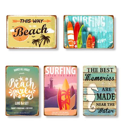 Lezalic Tin Sign, Surf Beach Wall Decor, American Style, Retro Decor, Vintage Antique Style (SURF1)