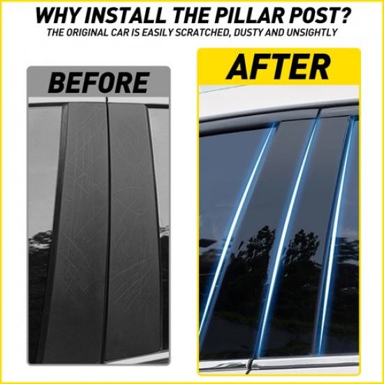 6x Black Pillar Posts Cover Door Trim For HYUNDAI GENESIS G80 2015- Sedan EK