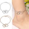 Fashion Double Peach Heart Alloy Anklet Simple Hollow Love Beach Anklet Bracelet Accessories Jewelry For Women Girlfriend Gifts