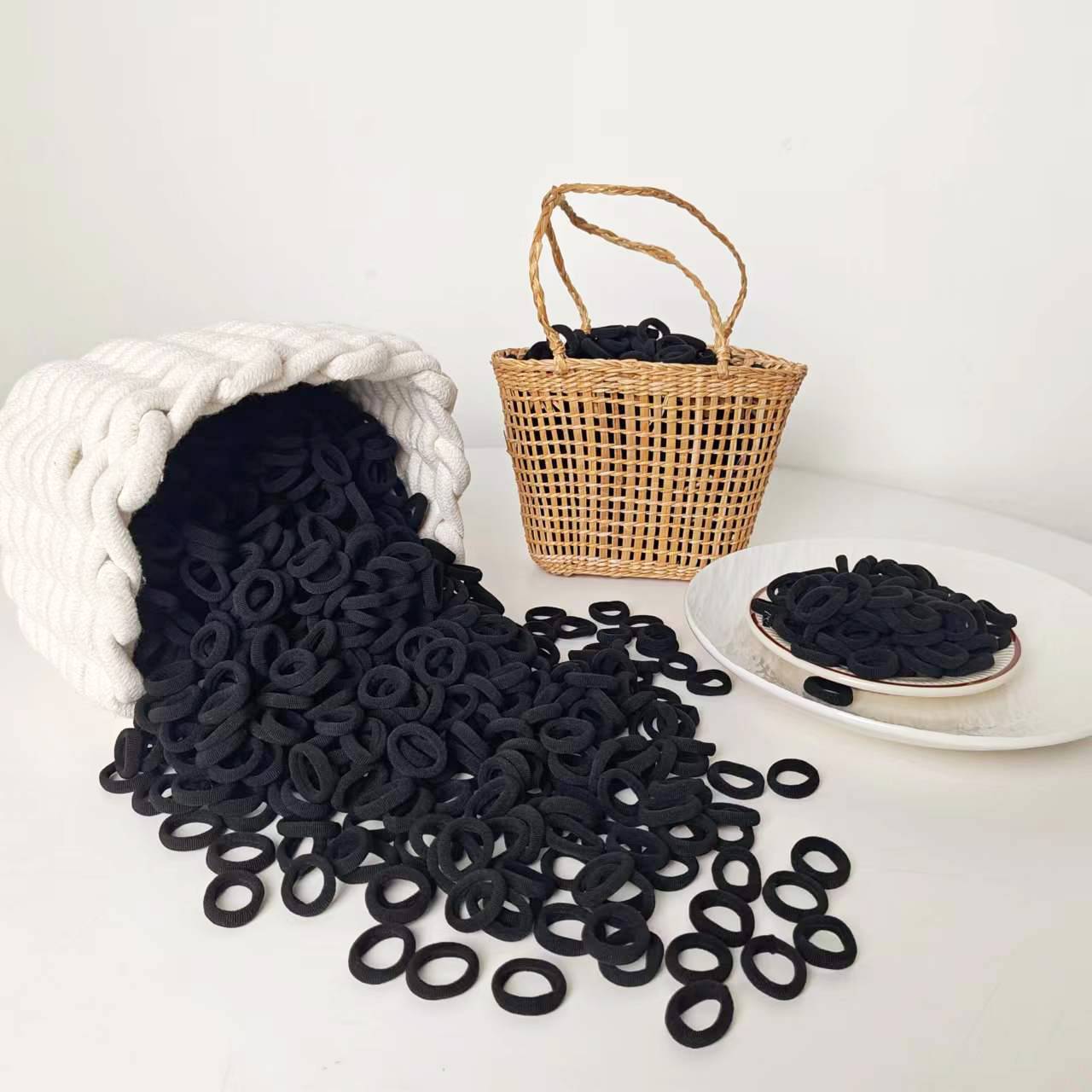 Simple Headband Temperament Black Ponytail Hair Band Female Hair Tie Rubber Band High Elasticity Durable Hair Rope Leather Ring