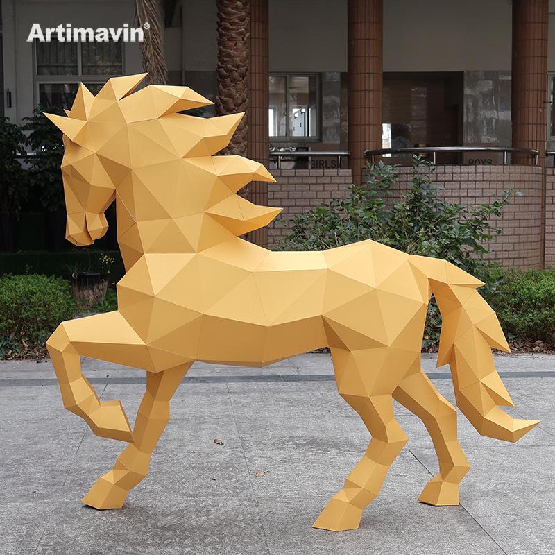 Golden Horse DIY Paper Model Ornament - Auspicious Year of the Horse Interior Art Set
