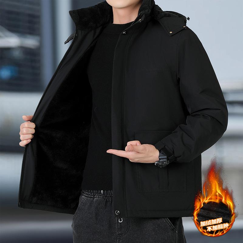 Fashionable and versatile Men's Thickened Warm Winter Jacket - Wrinkle Resistant Lightweight Soft and Cozy Long Sleeve Down Jacket