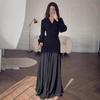 European and American Design Sense Chiffon Black Long Temperament Dress Women