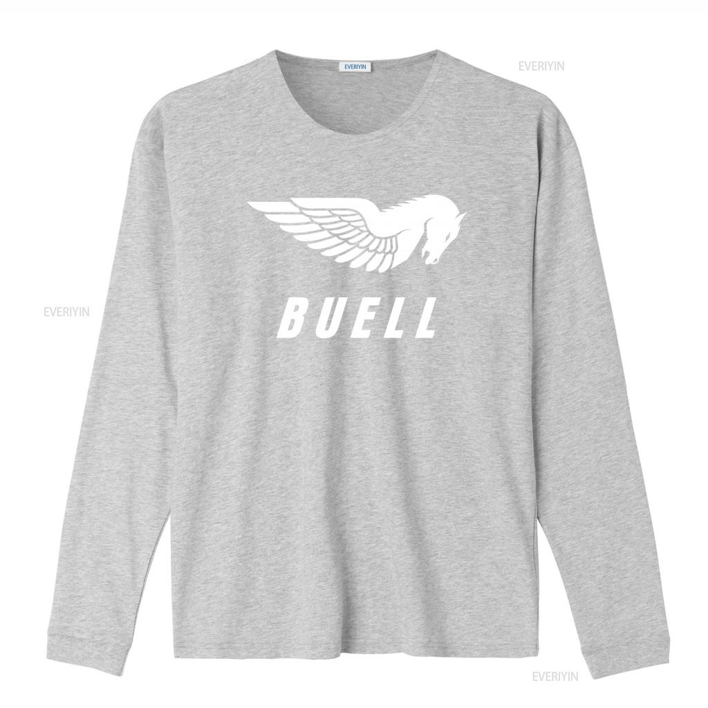 T-shirt con Stampa Logo Buell Motorcycles Girocollo vintage Lavata Comoda Elasticizzata moda Casuale Traspirante streetwear