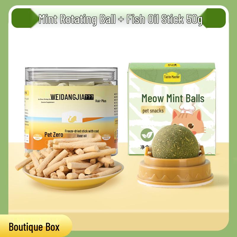 Catnip Ball Teasing Toy: Stick-on Self-Play, Boredom Relief, Lickable Molar Biscuit for Cats