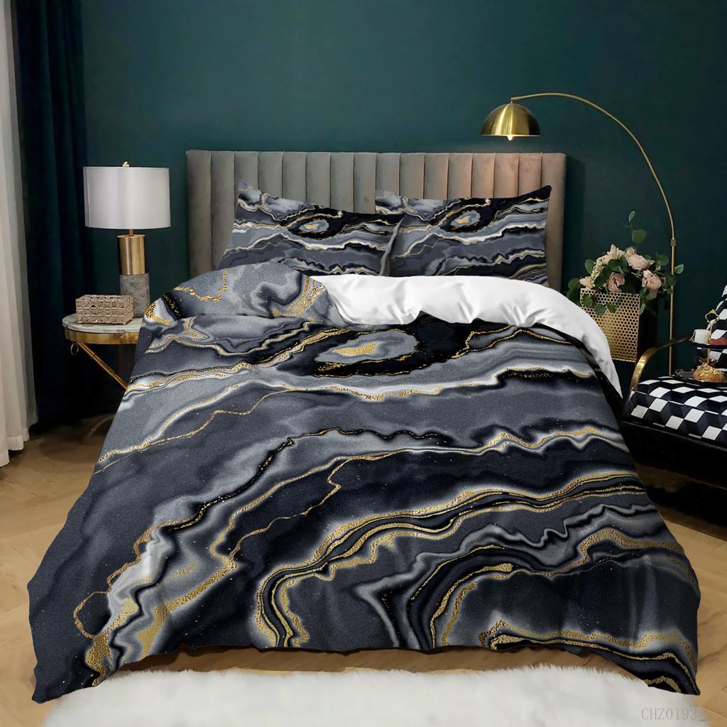 Colour Halo Dyeing Marble Duvet Cover Bedding Set Purple Blue Colourful Single Double Twin/Queen For Men Women Kids Gift