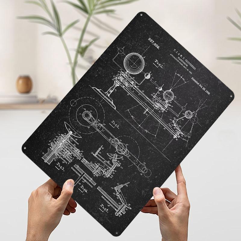 Planetarium Patent Blueprint Printed Poster Customized Wall Art Retro Vintage Metal Tin Signs for Home Office Decor House Items