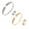 Alloy Jewelry Set Sparkling Diamonds Bangle and Rings Alloy Texture Perfect for Formal Event and Everyday Elegances