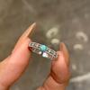 Original designer's inlay diamonds hollow out blue rings for women trendy and unique ring high-end and exquisite party jewelry