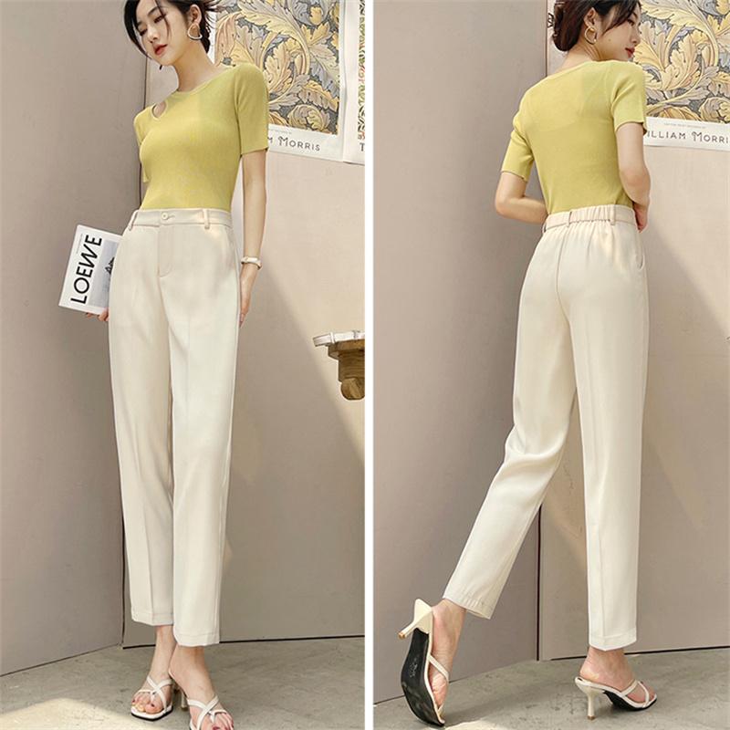 Spring Autumn Fashion Elegant Slim Fit High Waist Straight Trousers Femal Business Pencil Pants Fashion Solid Pant Women Classic