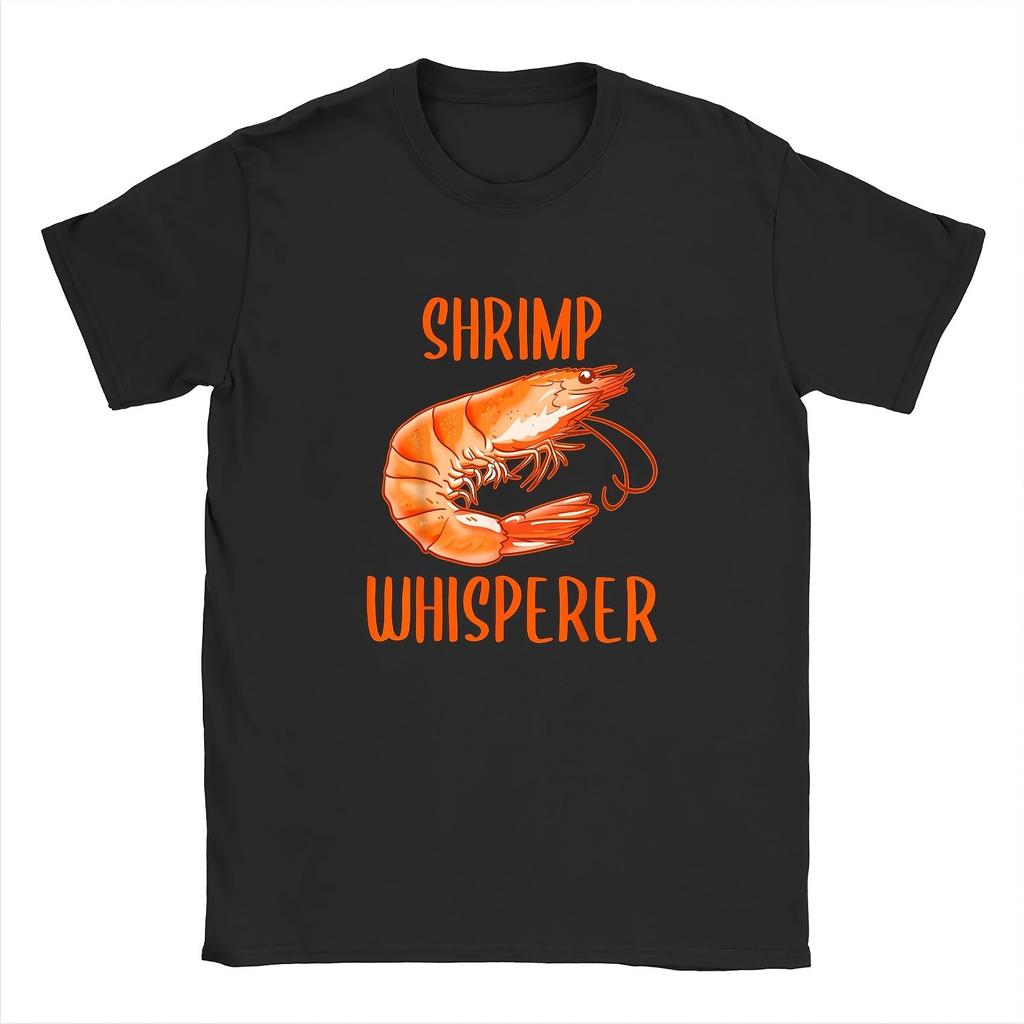 Shrimp Whisperer Unisex Black TShirt 100 Cotton Breathable Tee with Shrimp Graphic Print Casual Outdoor Wear