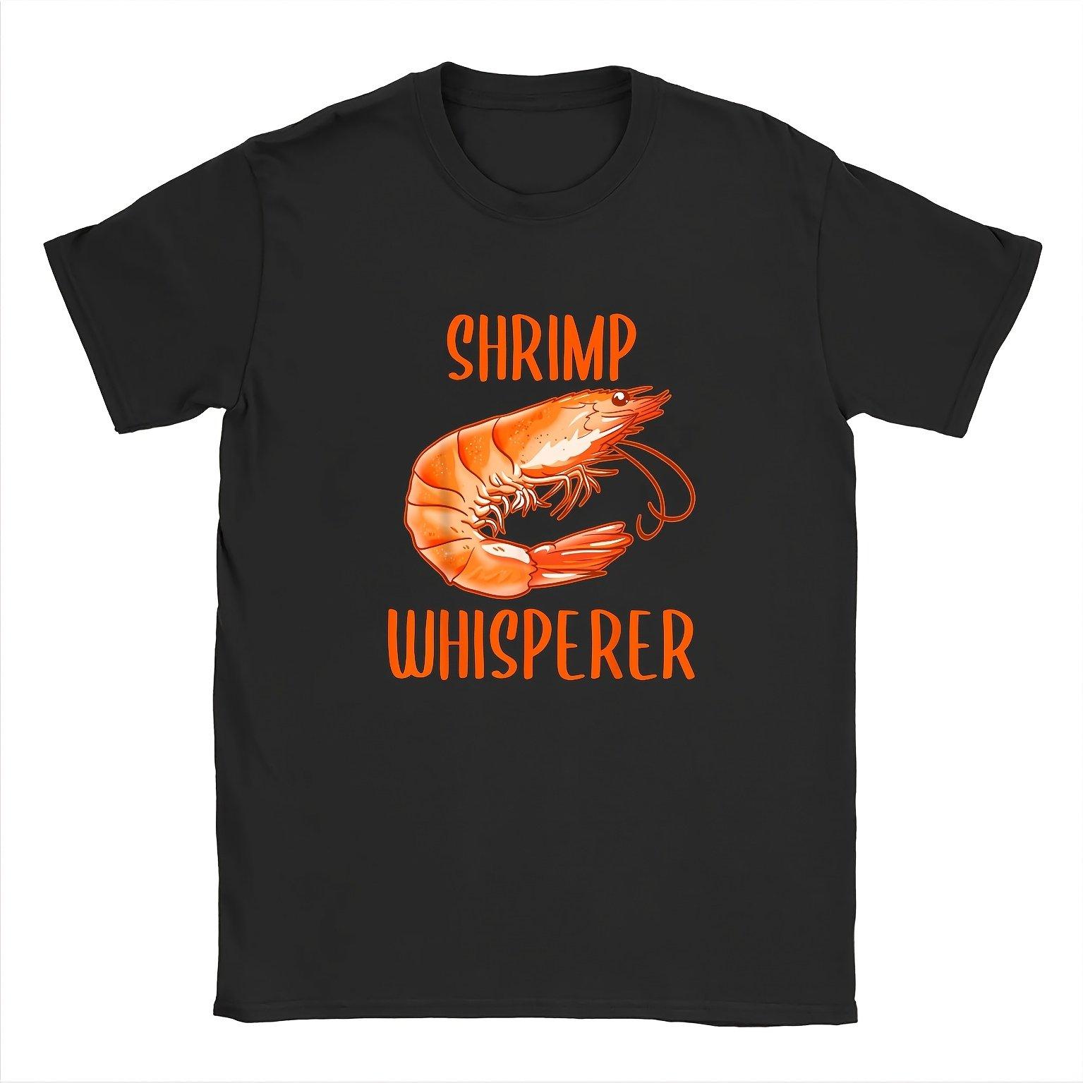 Shrimp Whisperer Unisex Black TShirt 100 Cotton Breathable Tee with Shrimp Graphic Print Casual Outdoor Wear S
