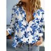 Fashion Flowers Butterflies Pattern 3D Print Women's Long Sleeve Shirt Simple Lapel Tops Autumn Casual Commuter Women Clothing