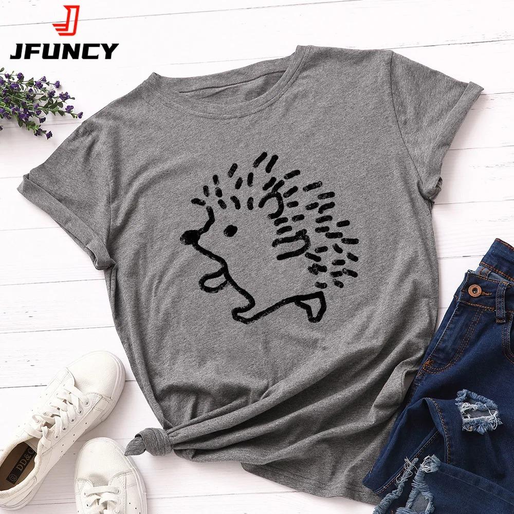 

Women s T-shirt Cute Hedgehog Print Graphic Women s Short-sleeved T-shirt Top Women s Clothing T-shirt M