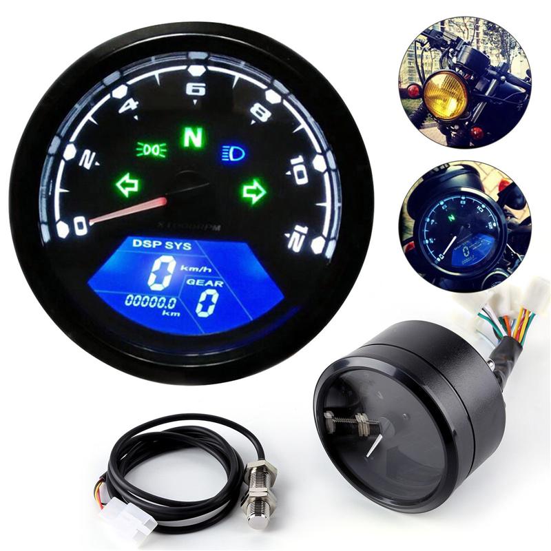Universal Motorcycle LCD Digital Speedometer 8-18V DC Motorbike Odometer Tachometer Gauge ABS Waterproof Instruments