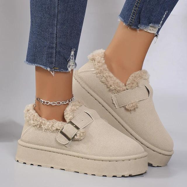 2024 New Winter Women's Shoes Fashionable Retro Thick Soled Cotton Shoes with Velvet Warmth and Anti Slip Snow Boots