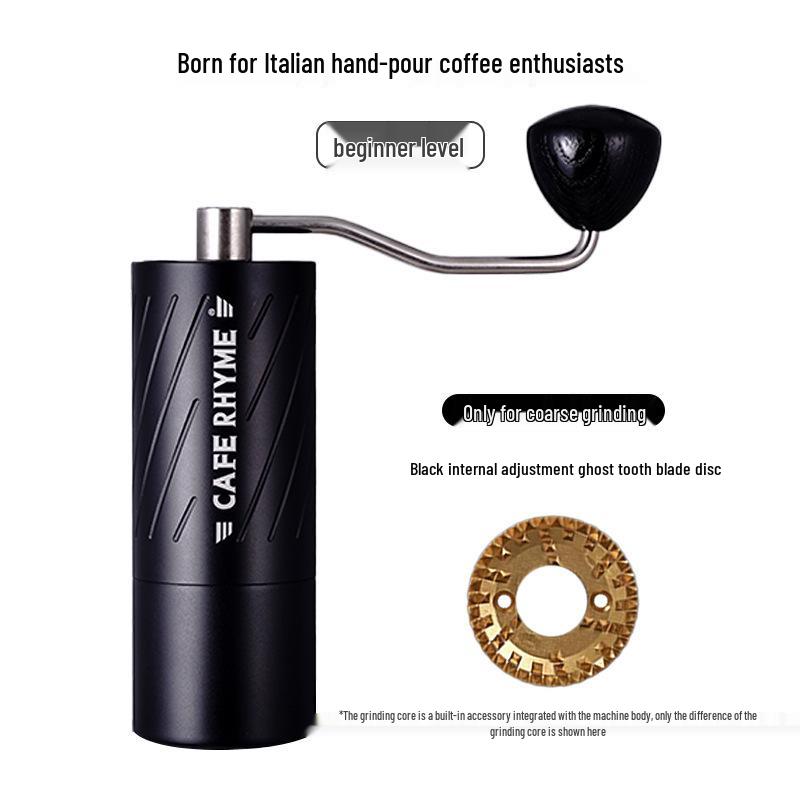 49mm Titanium-Plated Dual Blade Hand-Crank Coffee Grinder for Outdoor Use