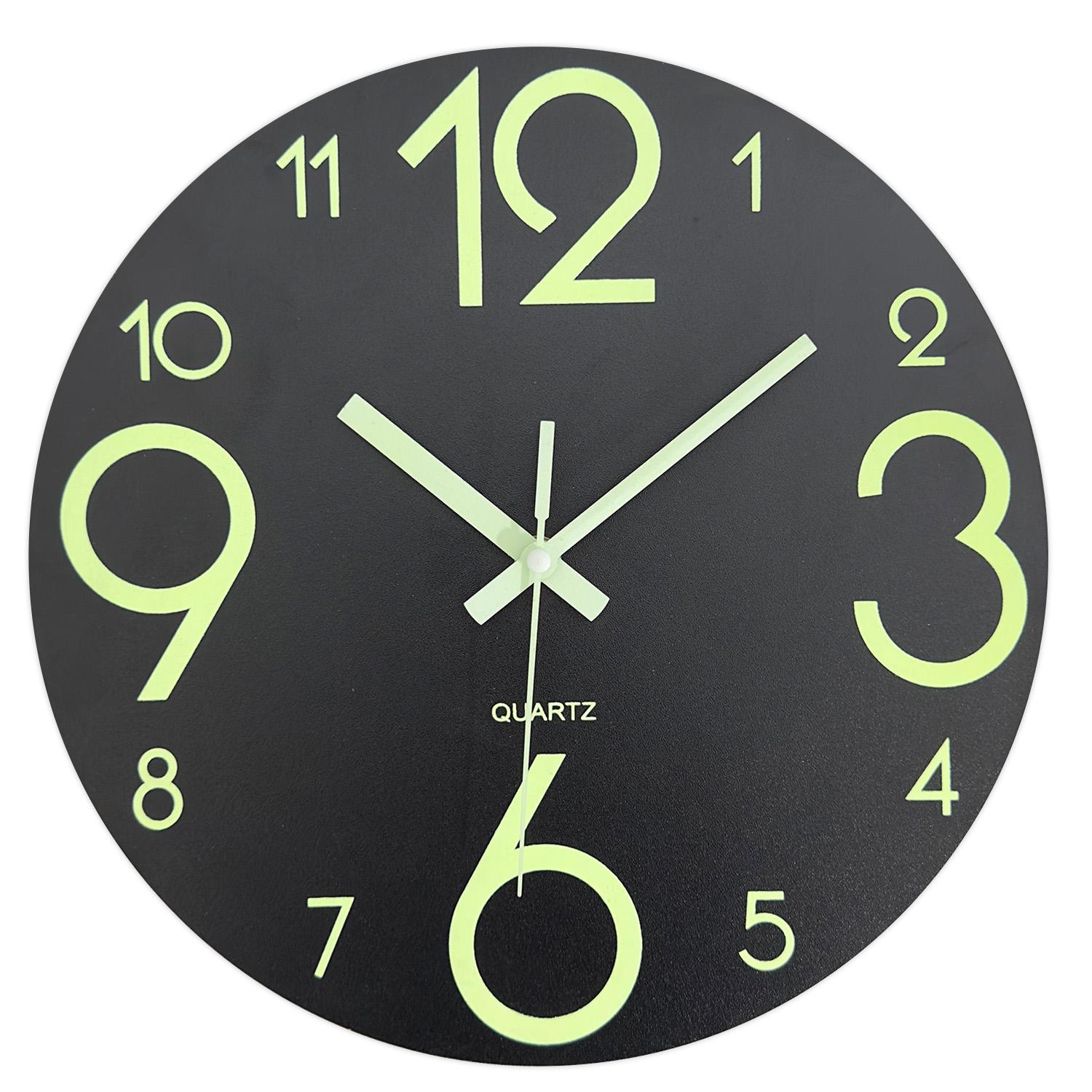 High-Quality 1Pc High-Quality Wooden High-Quality Black Glow-In-The-Dark High-Quality Wall High-Quality Clock, Up-to-date High-Quality Simple (as the picture,12inch)