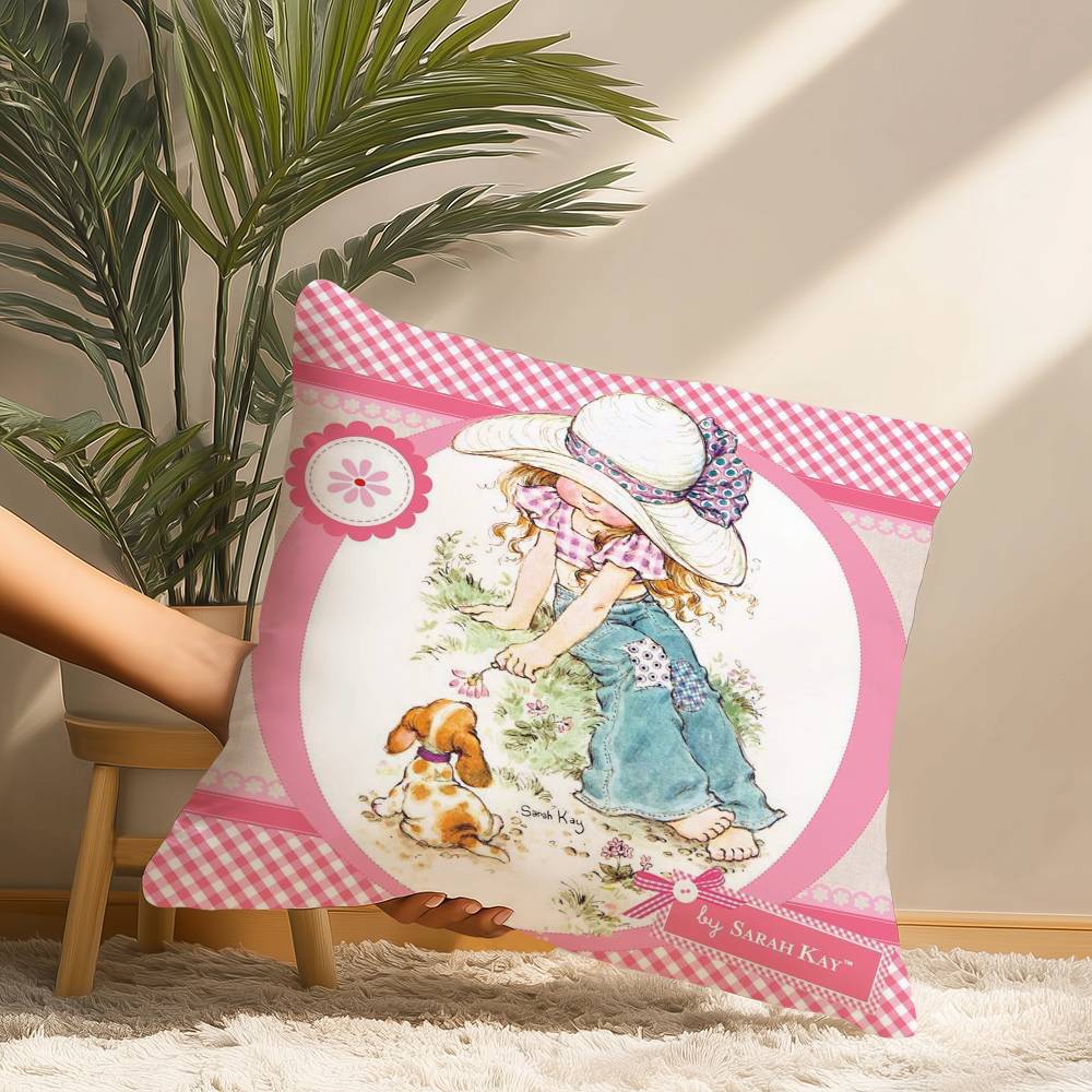 Cute Sarah Kay Girl Pillow Case Short Plush Print Cushion Cover Square Throw Pillow Covers Sofa Home Decor
