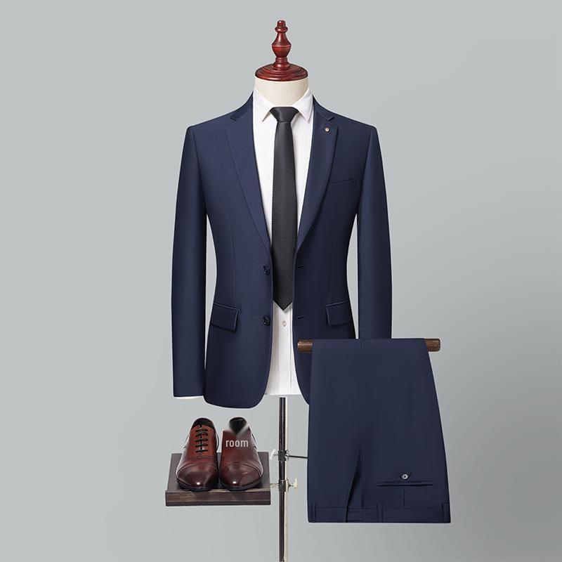 

Men s Navy Slim Fit Korean Style Business Casual Suit Set 170/46A/30