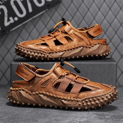Hochwertige Herrensandalen Mode Herrensandalen Echtleder Sommer Strandschuhe Männlich Rutschfest Weich Bequem Outdoor-Schuhe