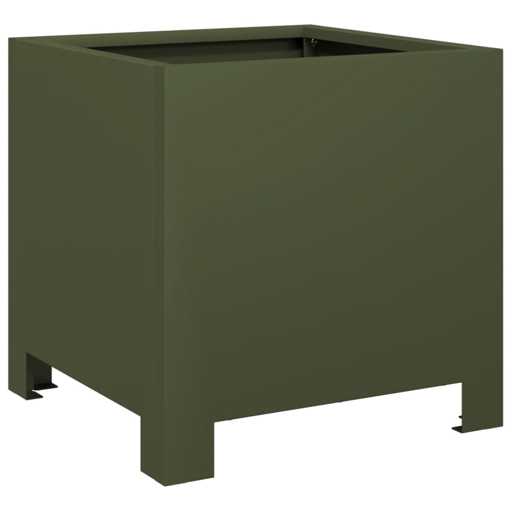 Vidaxl Donica Ogrodowa, Oliwkowozielona, 30X30X30 Cm, Stalowa