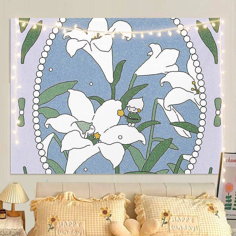 Ins Fresh Style Healing Cute Cartoon Wall Tapestry for Bedroom Unique Living Room Decor Wall Hanging Art Cloth