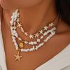3Pcs/Set Bohemian Beaded Starfish Choker Multilayer Seashell Choker Shell Pendant Necklaces Jewelry