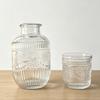 Wasserkaraffe und Glas Set Vintage Nacht Trinkbecher Set Klares Nachttischglas Saftkrug für Wasser Tee Saft