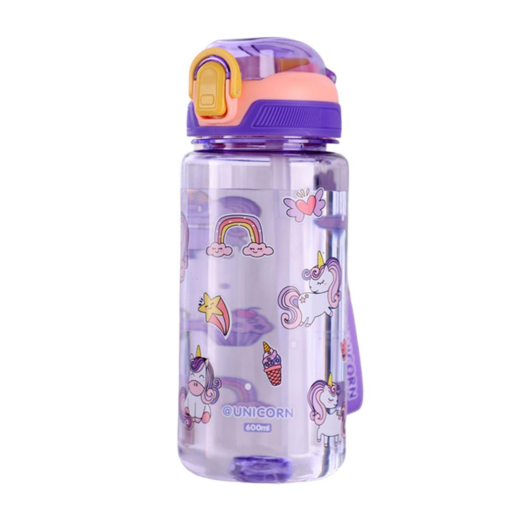 600ml Dinosaur Water Bottle with Silicone Straw Cartoon Water Sippy Cup Leakproof Portable Straw Cup Outdoor Summer Water Cup