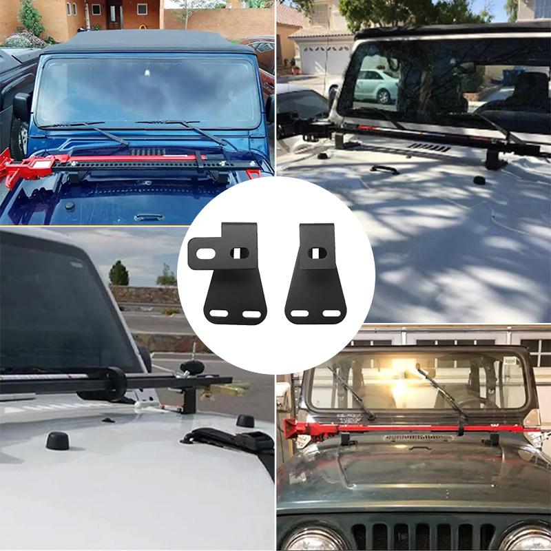 for Jeep Wrangler Locking Hood Hinge Hi-Lift Farm Jack Mount A Set of Brackets For Thousand Pound Top Lift Support Bar