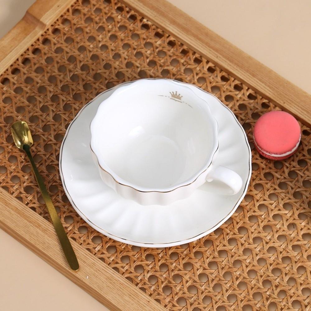 Ceramic Pumpkin Coffee Cup Light Luxury Elegant Tea Cups Gold Trim European Style Coffee Cup Spoon Plate Set Afternoon Tea