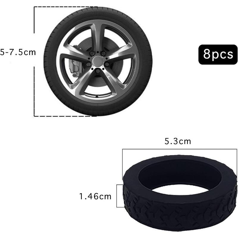 Set of 8 Silicone Wheel Covers for Luggage Suitcase Wheels Protection Mute Non-Slip Waterproof for Office Chairs and Most 8 Spinner Wheels (Black),
